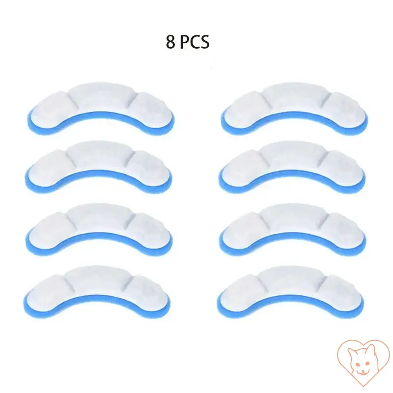Set of 8 silicone adhesive pads with blue edges for improved grip and comfort.