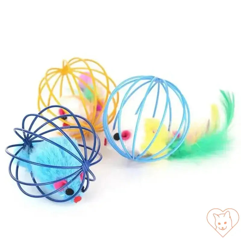 Colorful Mouse in Cage Cat Toy Cat World