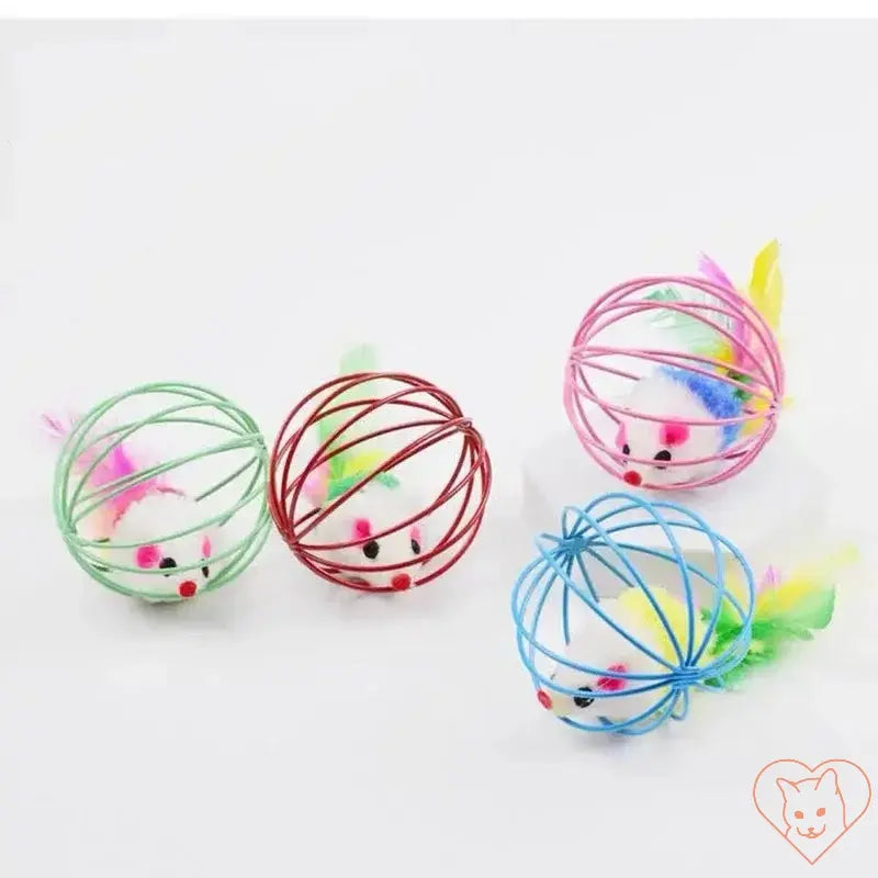 Colorful Mouse in Cage Cat Toy Cat World