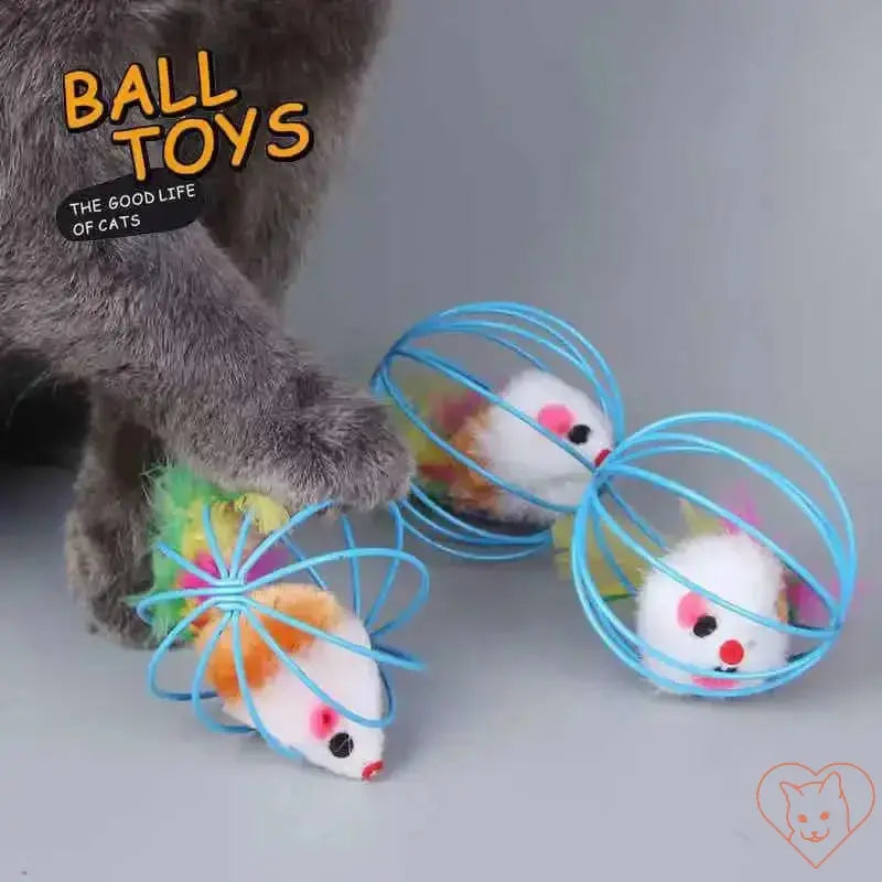 Colorful Mouse in Cage Cat Toy Cat World