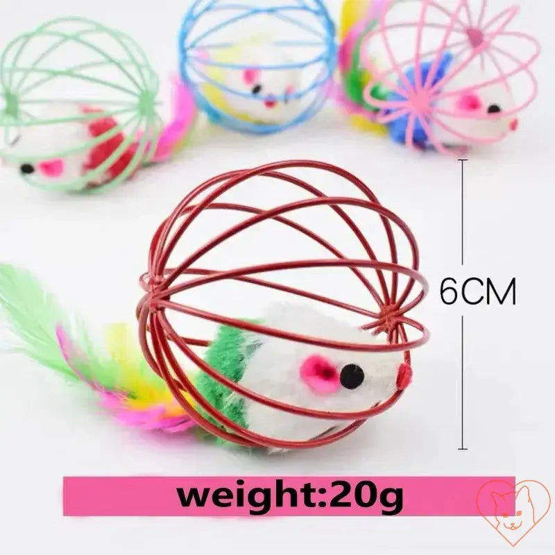 Colorful Mouse in Cage Cat Toy Cat World