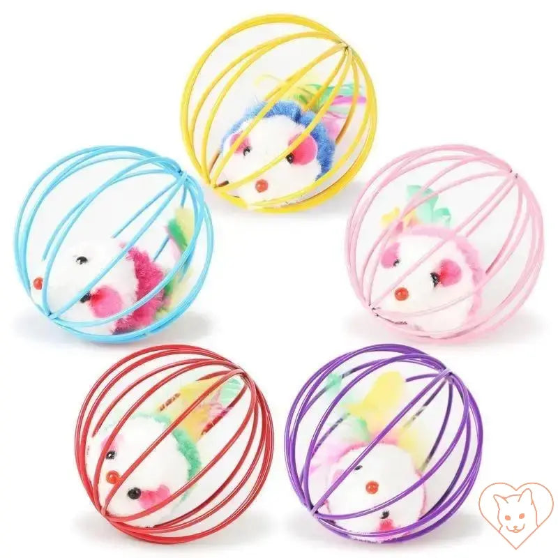 Colorful Mouse in Cage Cat Toy Cat World