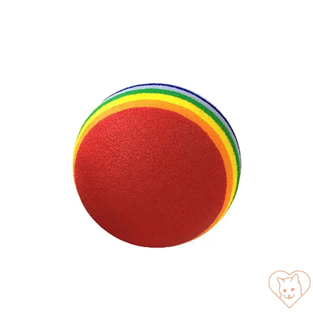 Colorful rainbow cat fetch ball made from durable EVA material, perfect for playtime and teething relief for cats.