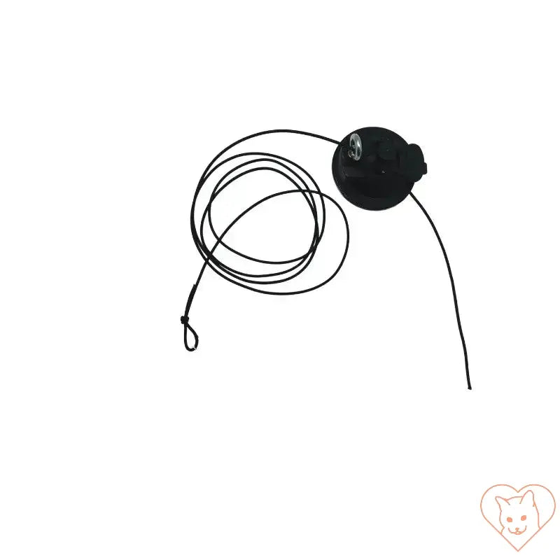 Hands-free suction cup attachment for the cat wand, featuring a secure cord for interactive playtime.