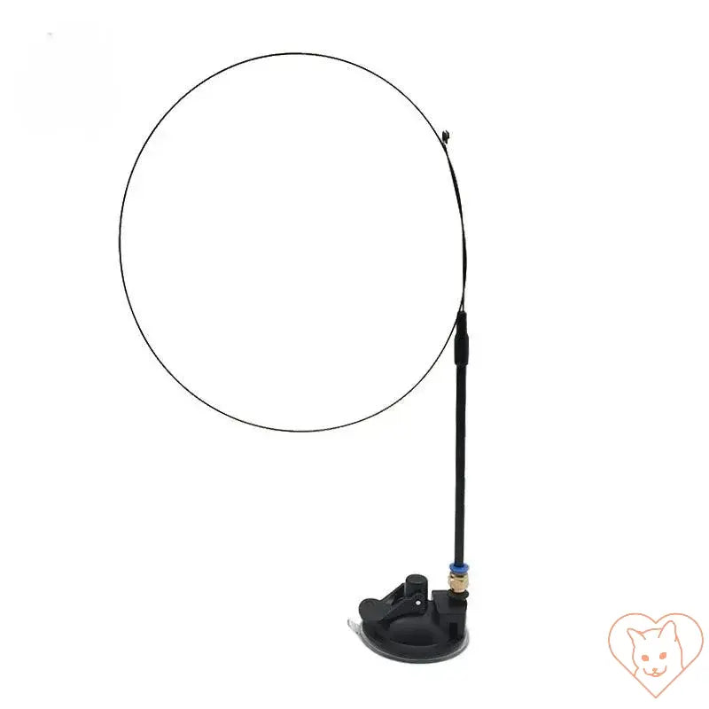 Hands-Free Feather Cat Wand with suction cup base for interactive play, featuring colorful feathers for cat entertainment.