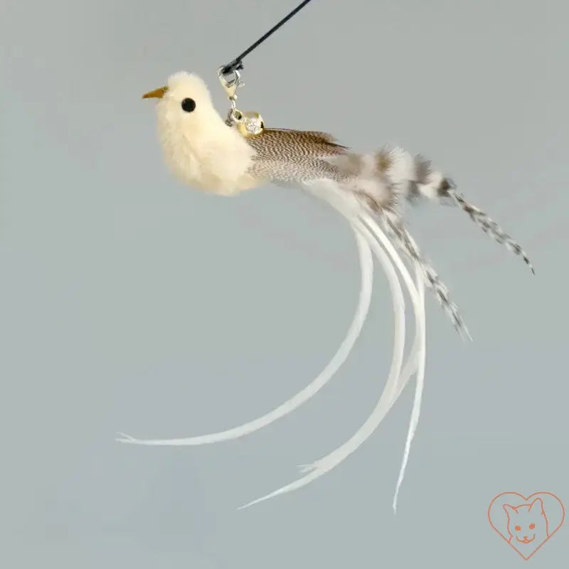 Hands-Free Feather Cat Wand with bell and colorful feather design for engaging cat playtime.