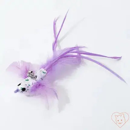 Colorful purple feathered cat toy designed for hands-free play and engaging feline instincts.