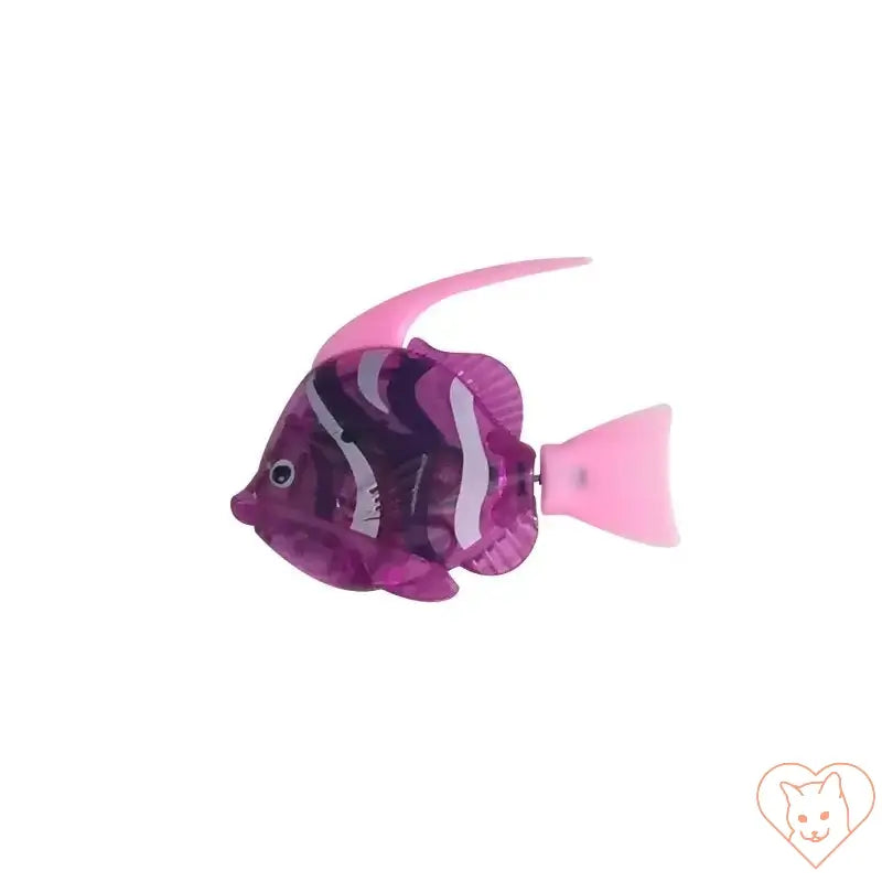 Interactive LED Robo Fish cat toy, colorful purple and pink design, perfect for entertaining cats during playtime.