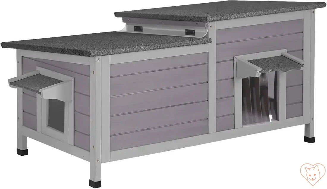 Cat outdoor shelter with dual entrances and weather-resistant design for safe outdoor exploration.