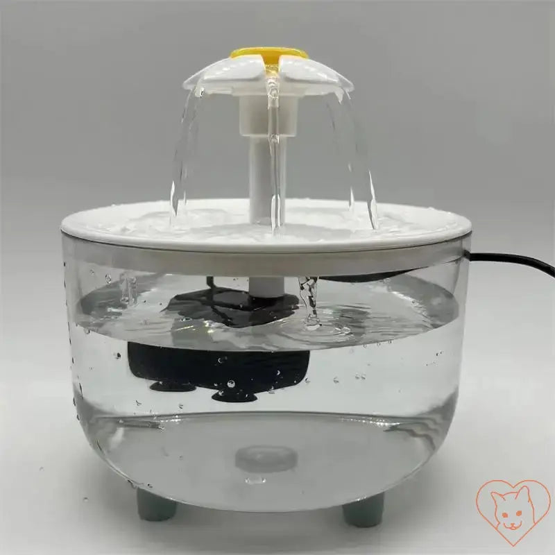 1.2L Automatic Cat Water Fountain showing flowing water, promoting hydration for pets with adjustable flow.