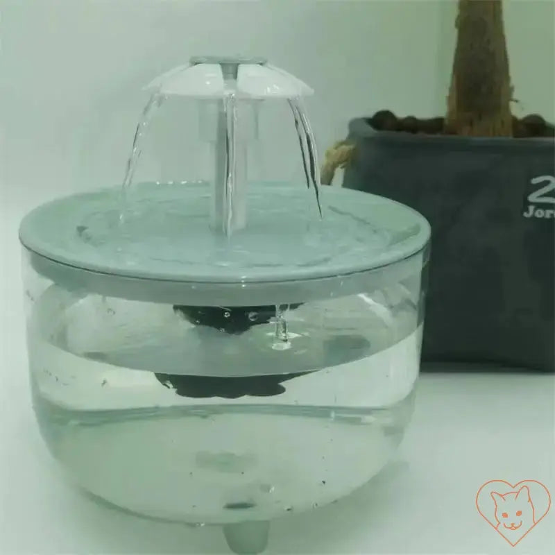 1.2L automatic cat water fountain with adjustable flow, showing fresh water circulation in a transparent design.