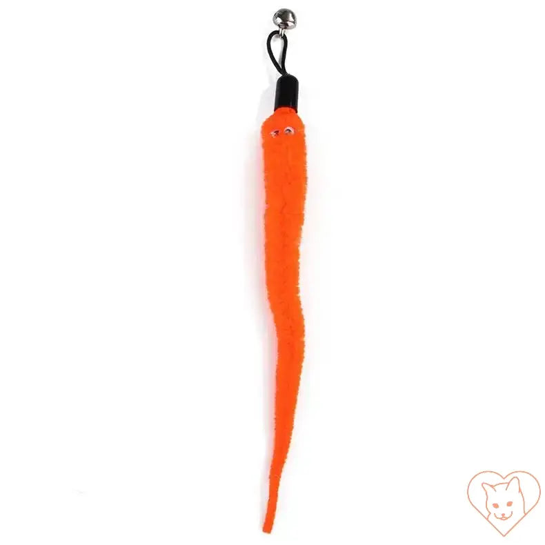 Orange feather toy head with bell, designed for cats; part of the 11pcs Cat Feather Toy Set.