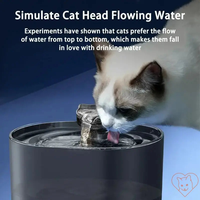 2.2L Cat Water Fountain with flowing water design, encouraging hydration for cats, featuring a cat ear design.