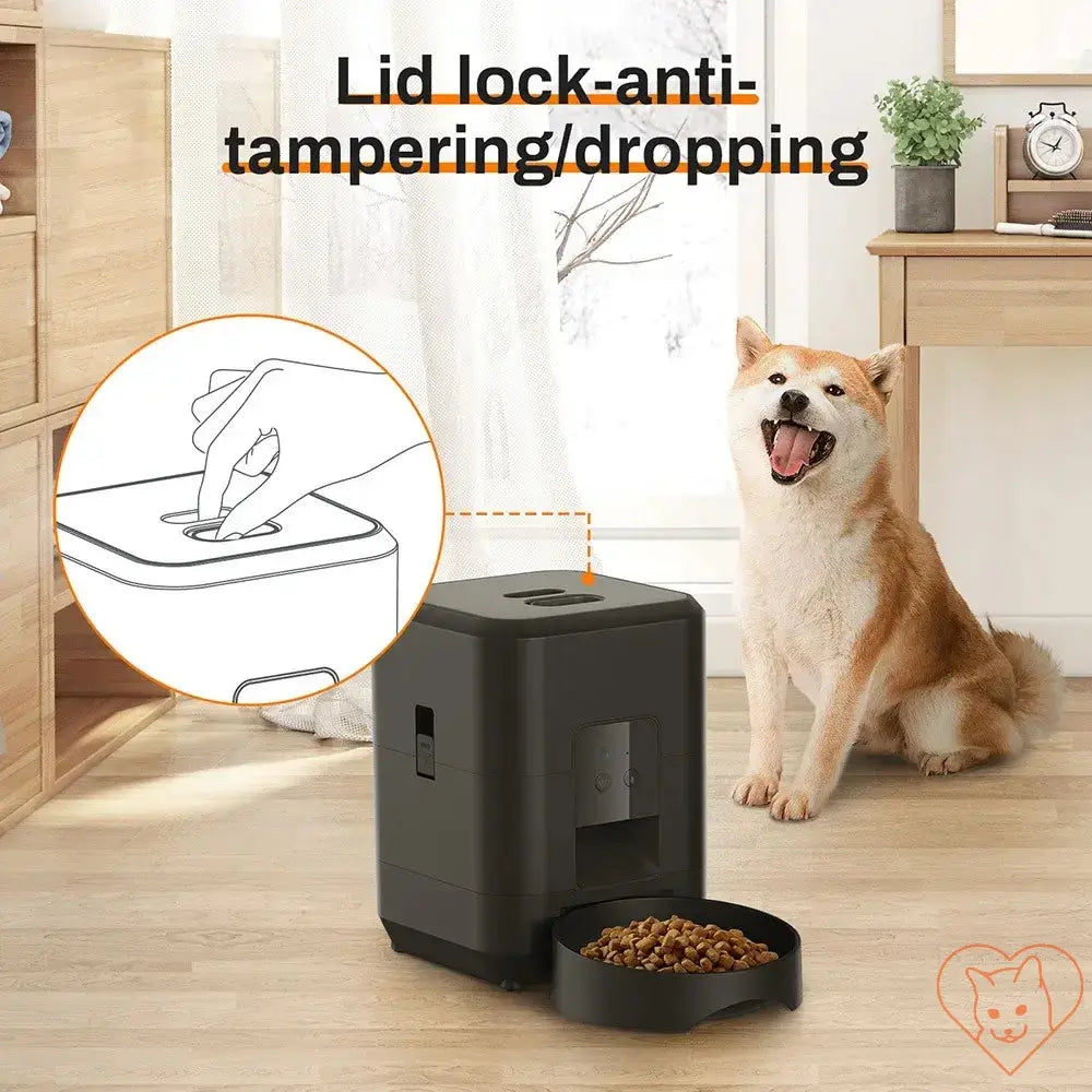 2L Smart Automatic Pet Feeder with lid lock and anti-tampering features, designed for dogs and cats.