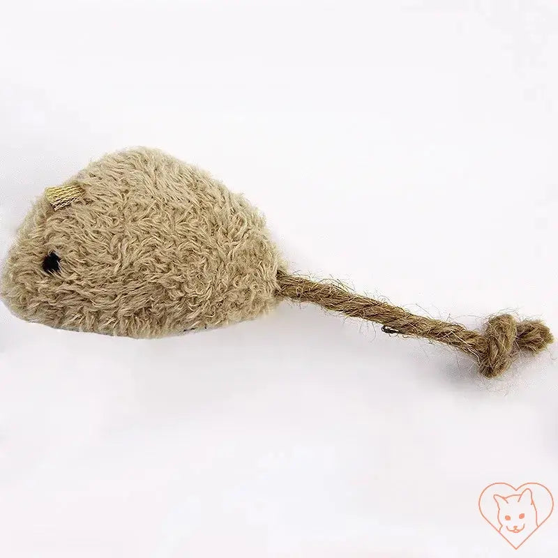 Plush simulation mouse cat toy with soft body and rope tail, perfect for interactive play and feline entertainment.