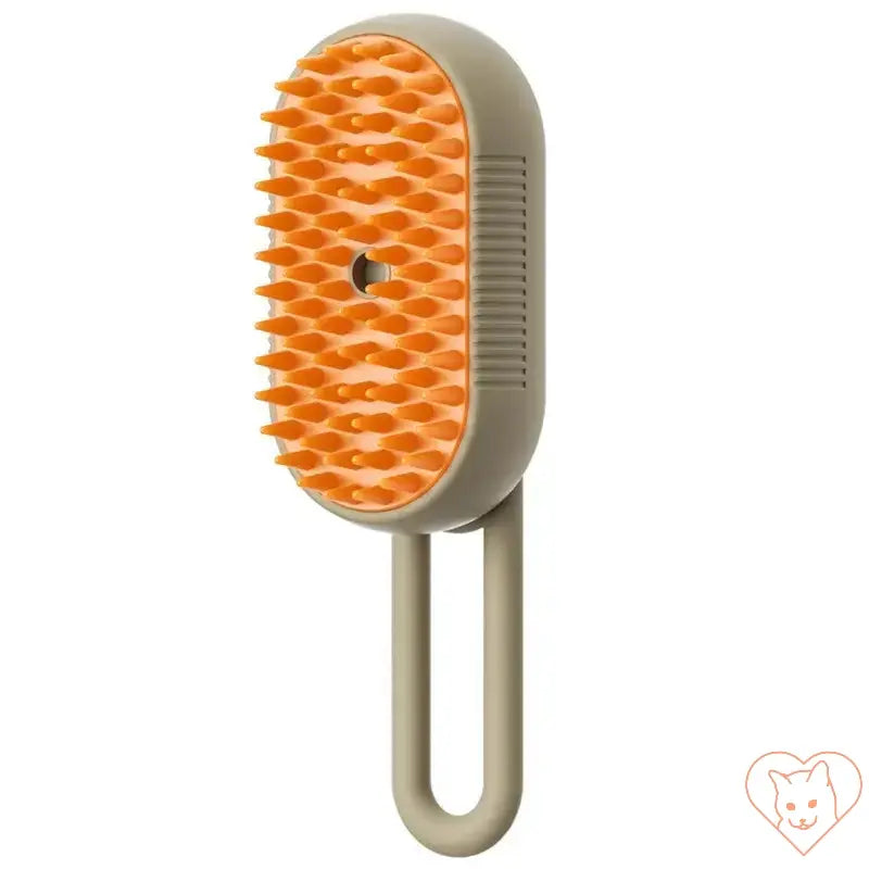 3-in-1 Cat Steam Brush in beige and orange, designed for grooming and massaging pets comfortably and effectively.