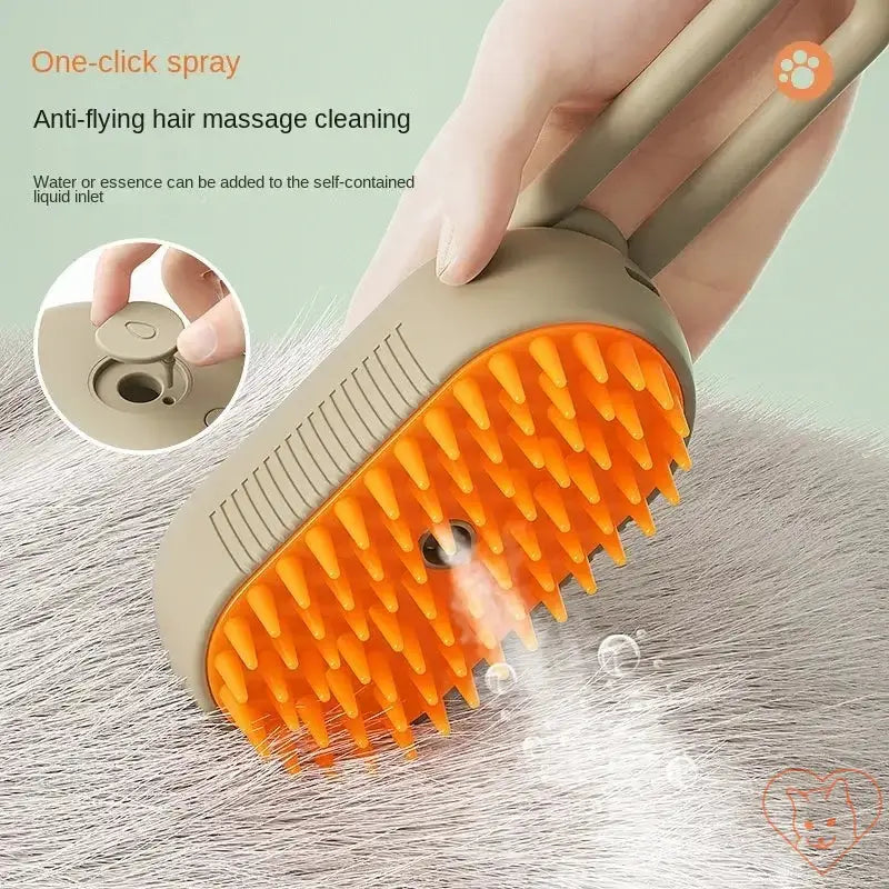 3-in-1 Cat Steam Brush for grooming with one-click spray for hair massage and cleaning, perfect for pets.