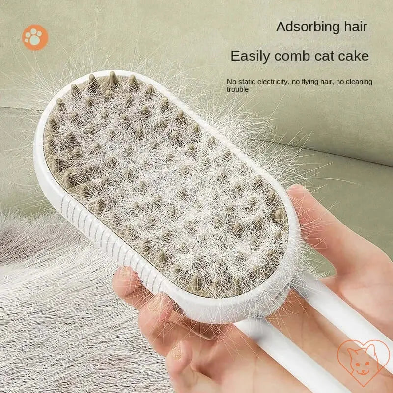 3-in-1 Cat Steam Brush designed for easy detangling and lint removal, ensuring a soothing grooming experience.