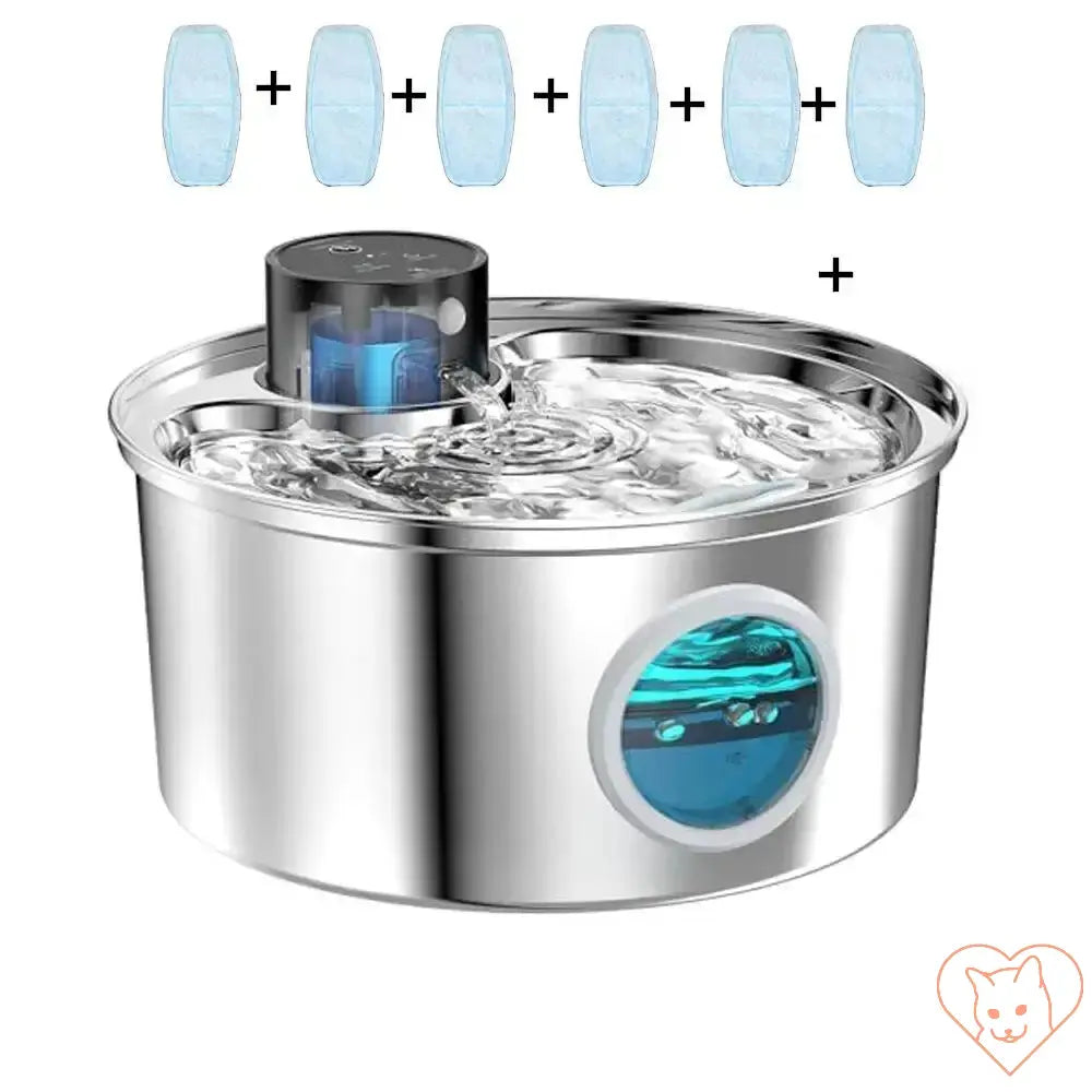 3.2L stainless steel automatic pet water fountain with USB charging, ideal for multiple cats and dogs.