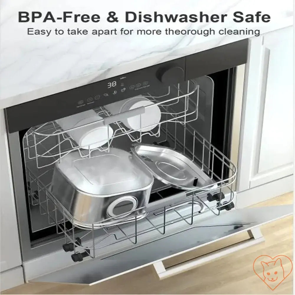 BPA-free and dishwasher-safe kitchen items in a dishwasher for easy cleaning.