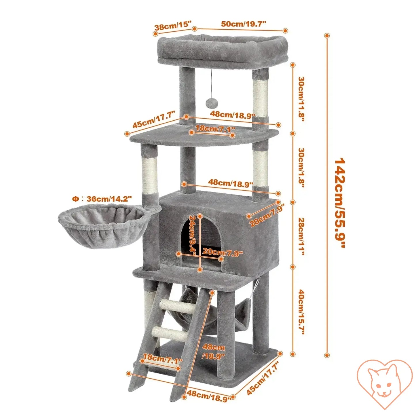 68-inch multi-level cat tree tower with condos, sisal posts, and perch, perfect for cat climbing and relaxation.