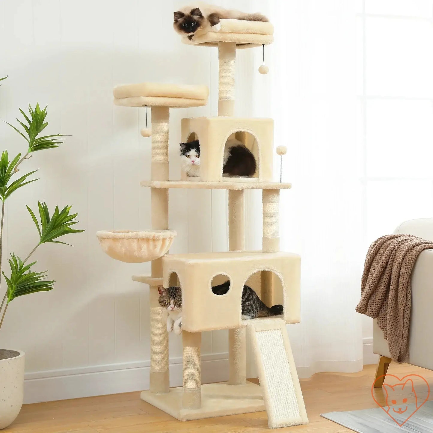 68-inch multi-level cat tree tower with condos, sisal posts, and perch, perfect for climbing and napping.