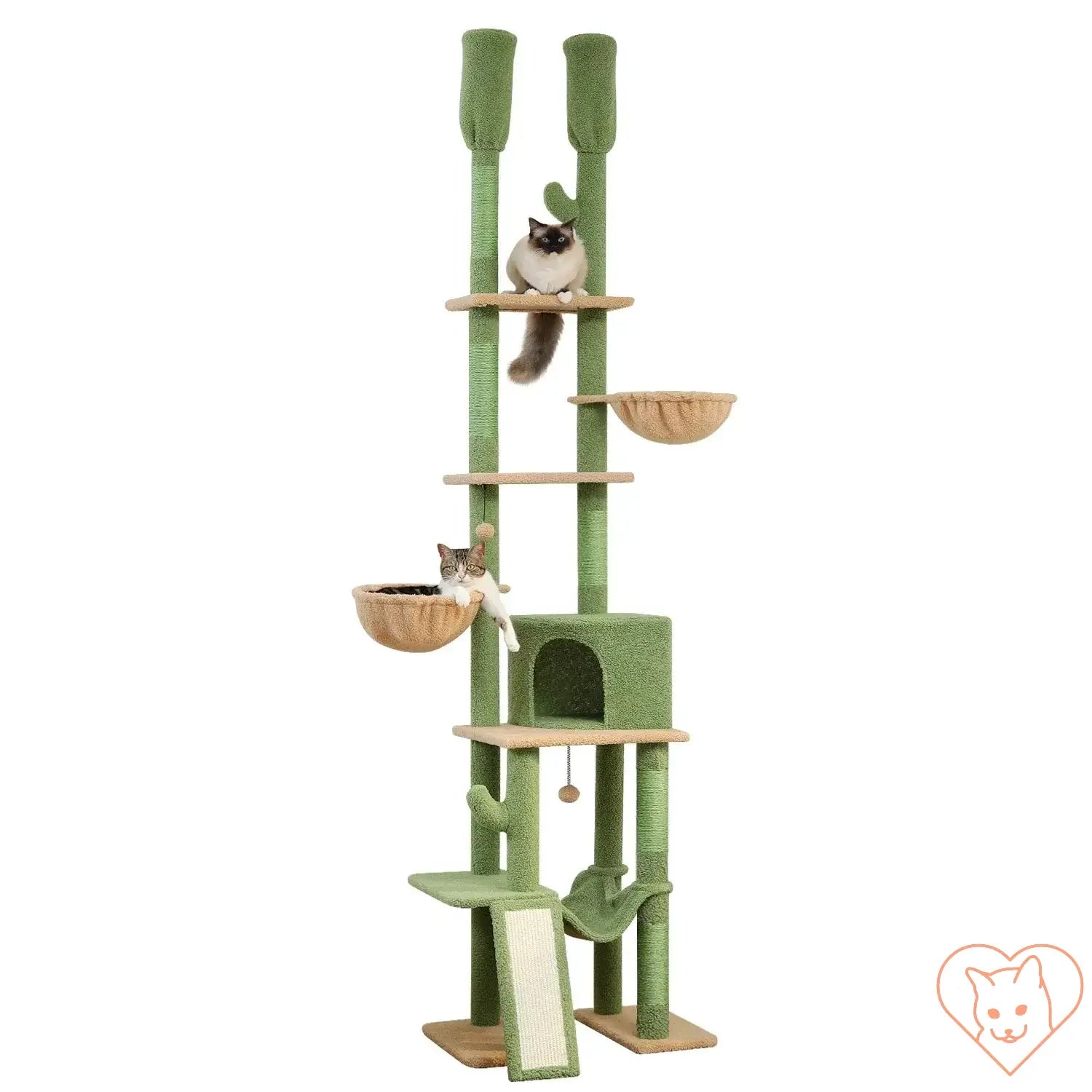 68-inch multi-level cat tree tower with condos, sisal posts, and playful cats exploring.