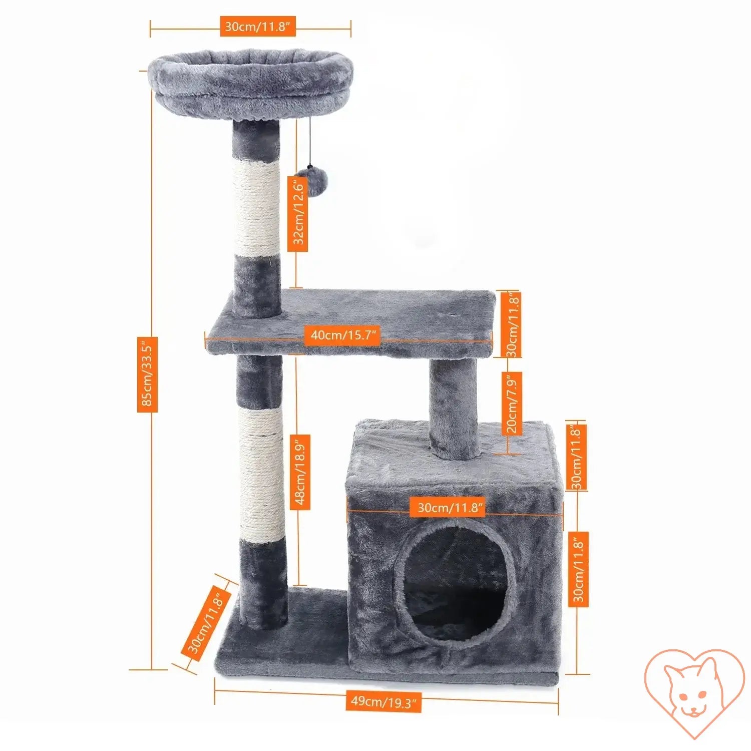 68-inch multi-level cat tree tower with condos, sisal posts, and spacious perch dimensions for cats.