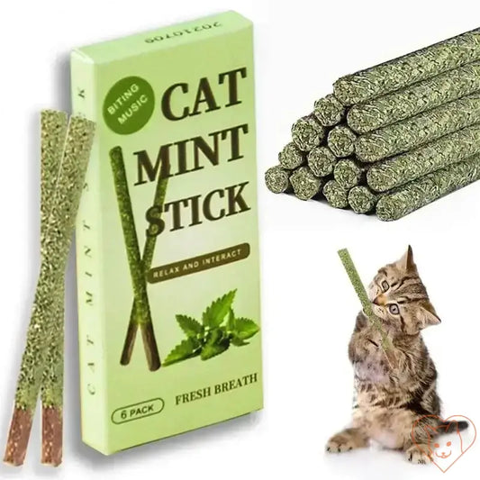 6pcs Cat Mint Sticks for fresh breath and playful interaction, ideal for cats of all ages.