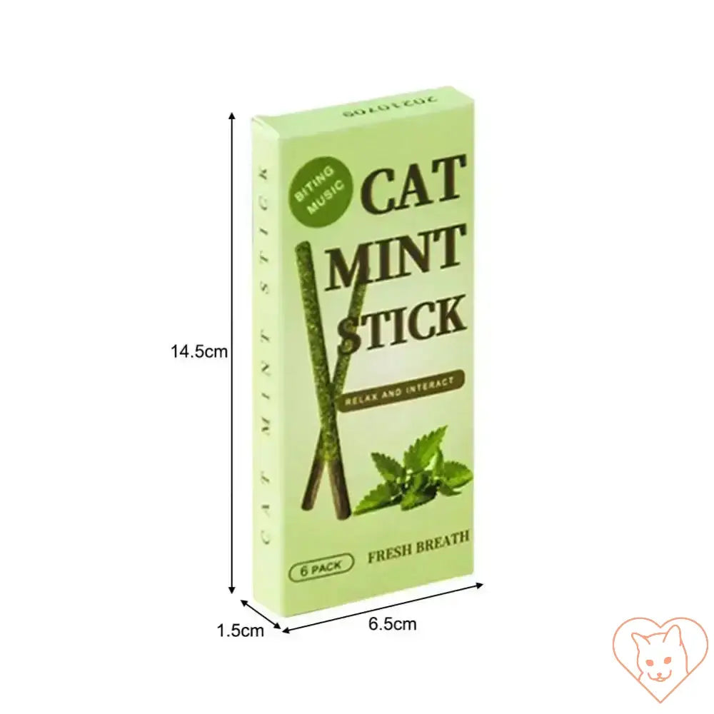 6pcs Cat Mint Sticks packaging for fresh breath and playful interaction, perfect for cats of all ages.