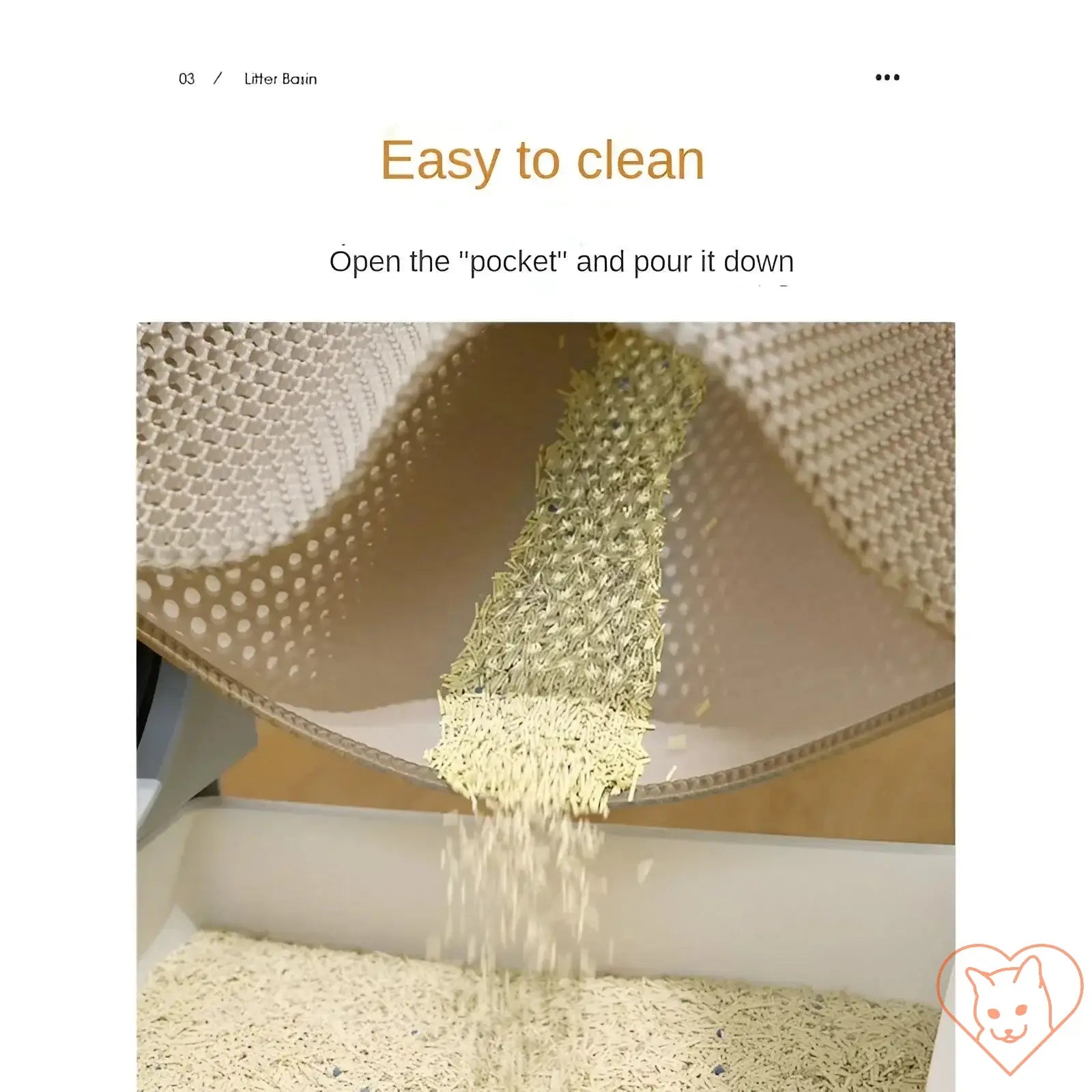 Easy to clean cat litter mat with a pocket design for simple litter pouring and maintenance.