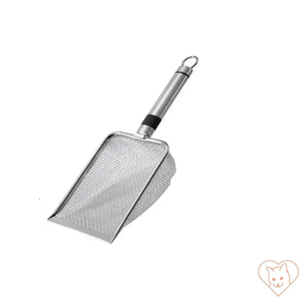 Aluminum alloy cat litter scoop with a lightweight design, perfect for easy and durable litter box cleaning.