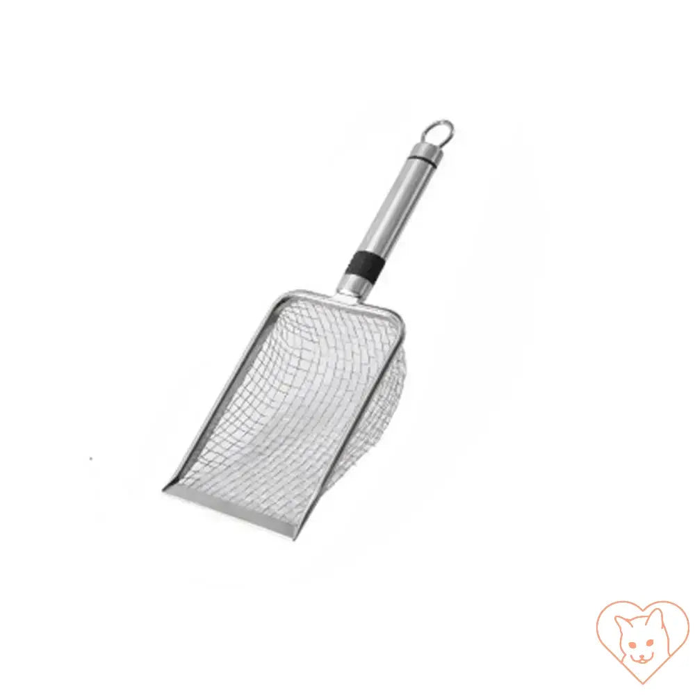 Aluminum alloy cat litter scoop with a lightweight, durable design for easy cleaning.