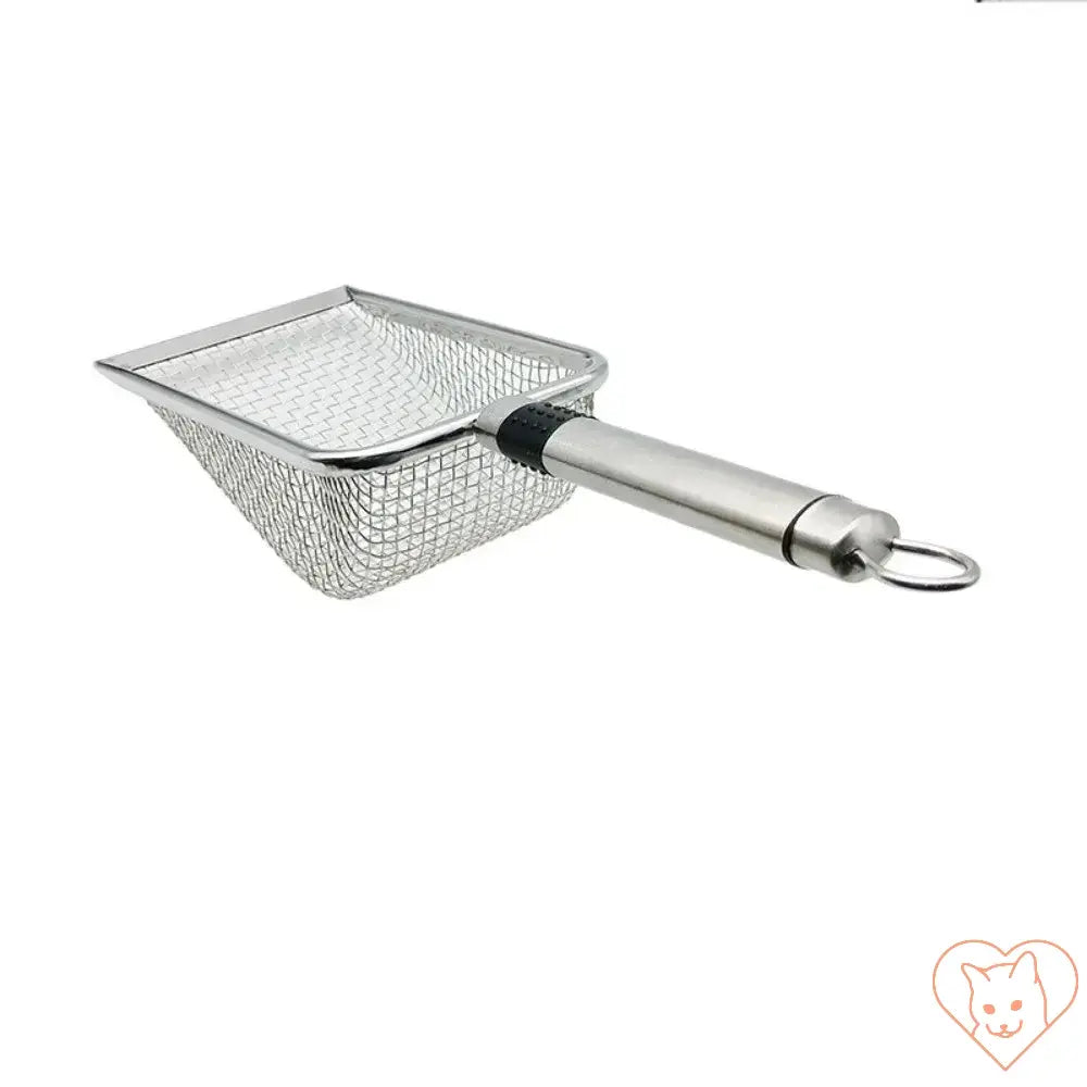 Aluminum alloy cat litter scoop with a lightweight design for easy cleaning and durability.