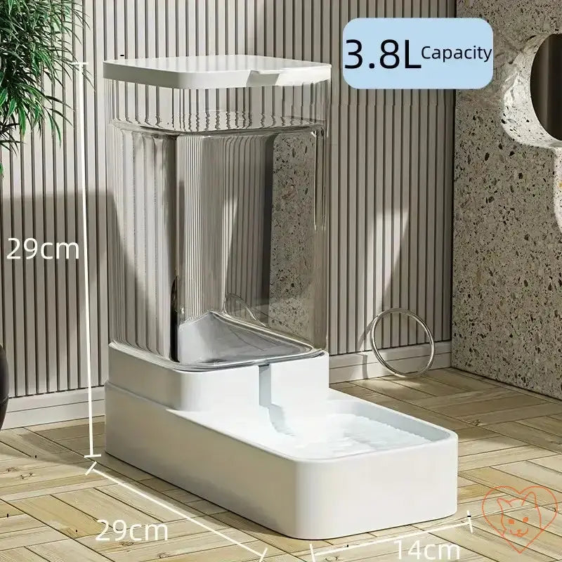 Automatic cat feeder and water dispenser with 3.8L capacity and gravity design for easy pet care.