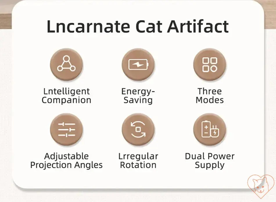 Features of the Incarnate Cat Artifact including modes, energy-saving, and adjustable projection angles.