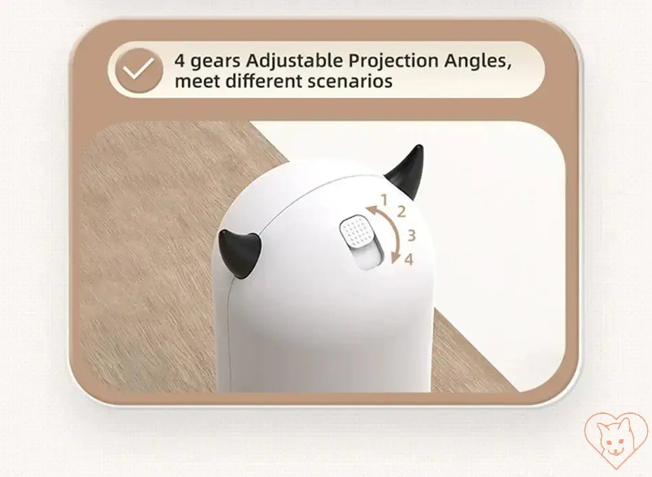 Close-up of Automatic Cat LED Laser Toy showing 4 adjustable projection angles for varied play scenarios.