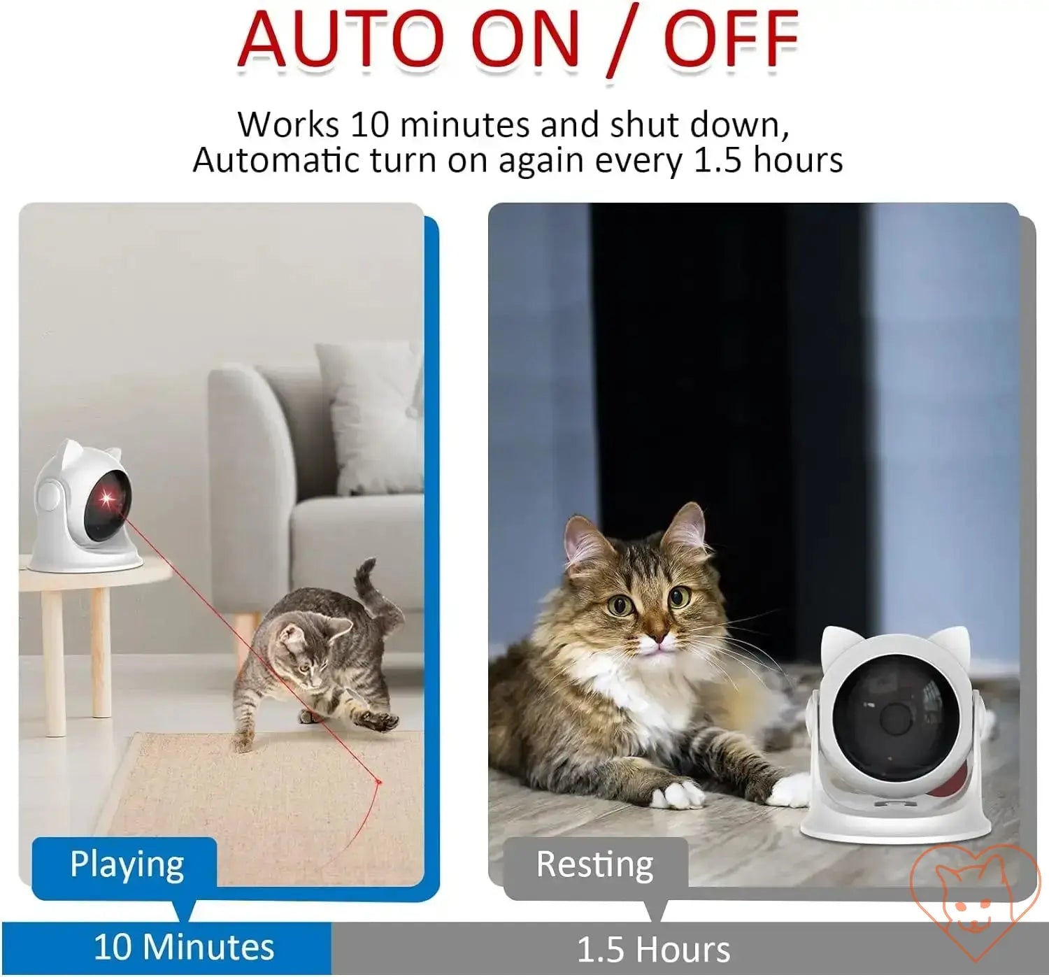 Interactive Automatic Cat Laser Toy with auto on/off feature for stimulating playtime and rest.