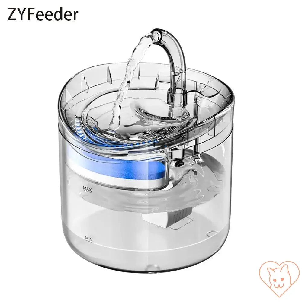 Automatic Cat Water Fountain with motion sensor, 2L transparent dispenser for pets.