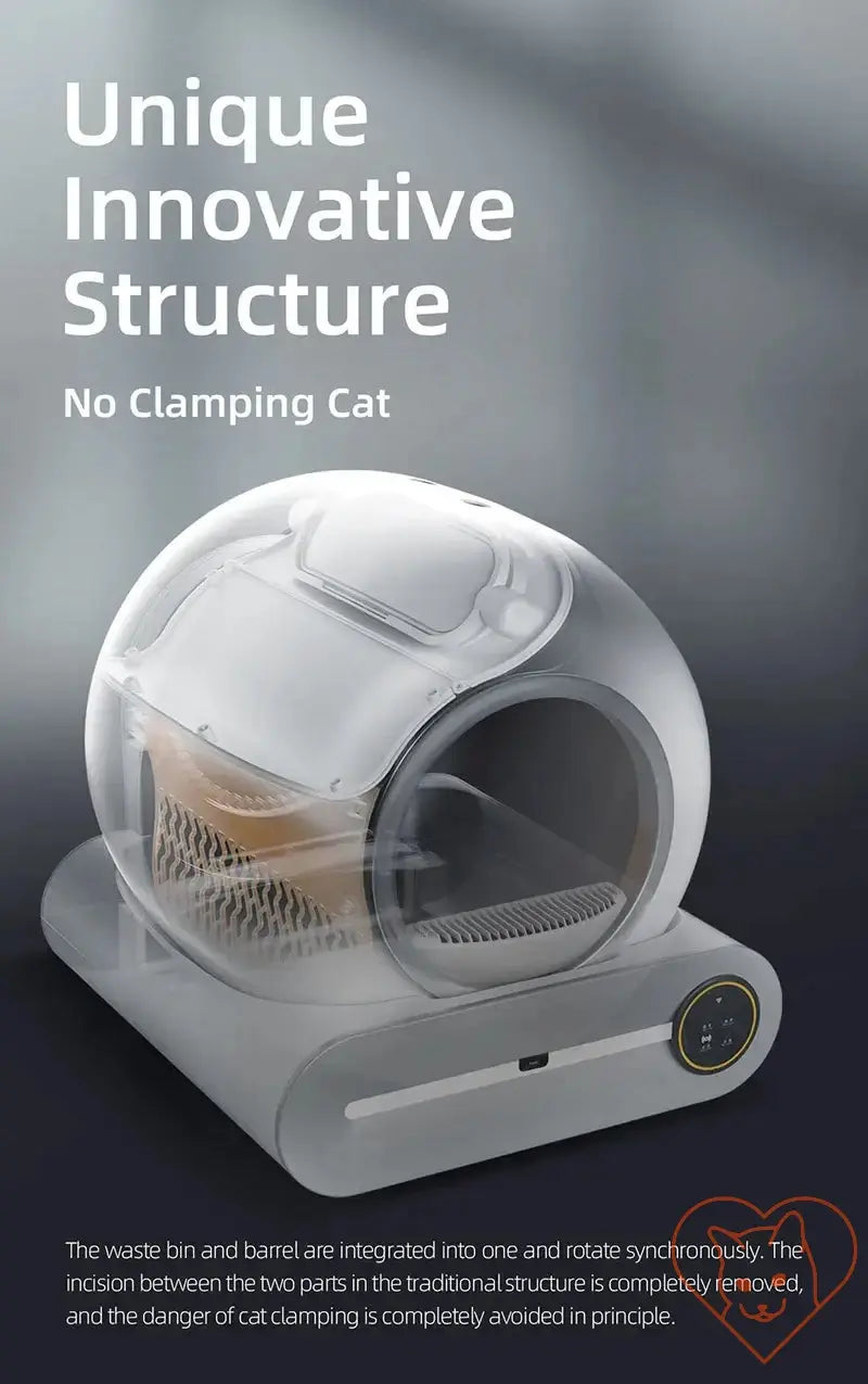 Booteely 65L Automatic Cat Litter Box featuring no clamping structure for safe and easy cat waste disposal.