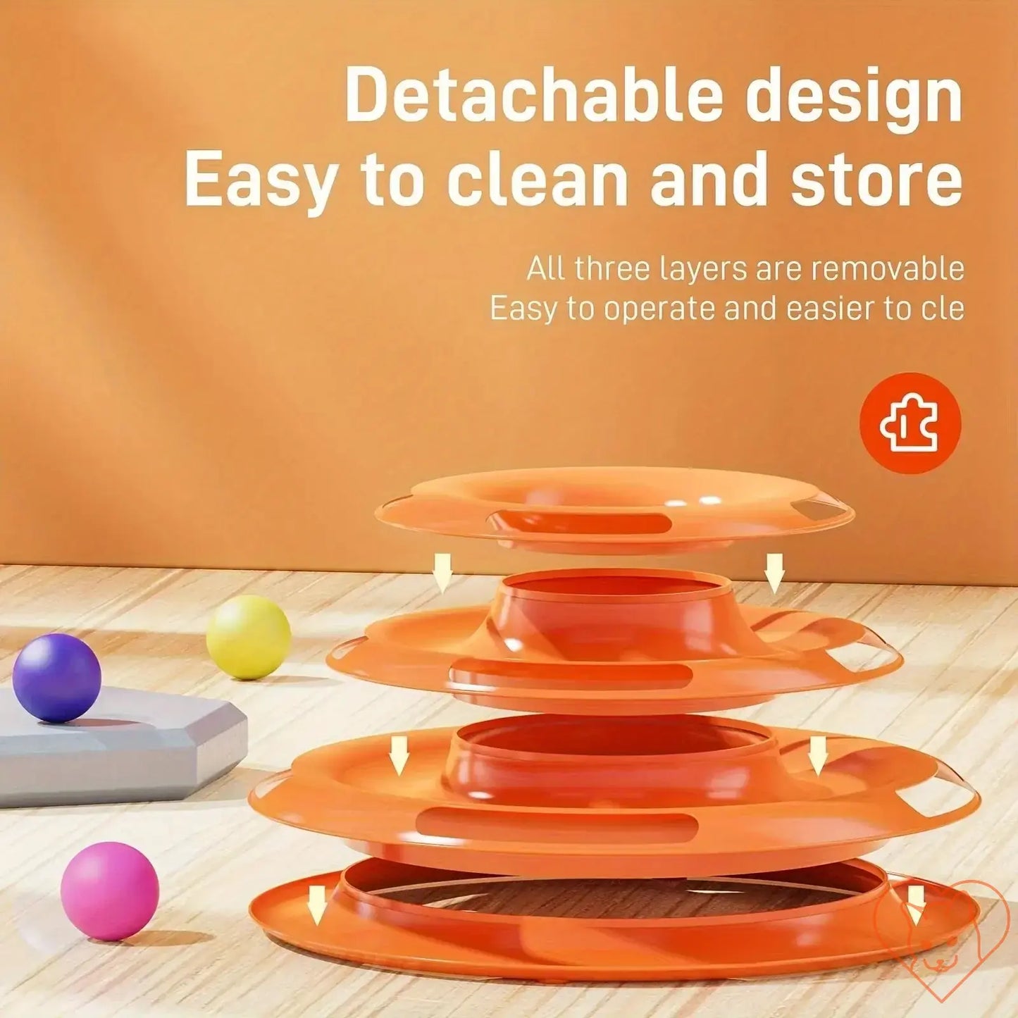 Detachable Cat Four Layer Turntable Toy with easy-to-clean design and colorful spinning discs for feline engagement.