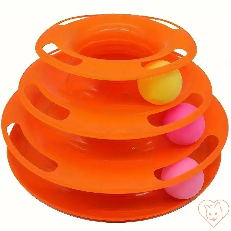 Cat Four Layer Turntable Toy with colorful balls for interactive play and mental stimulation.