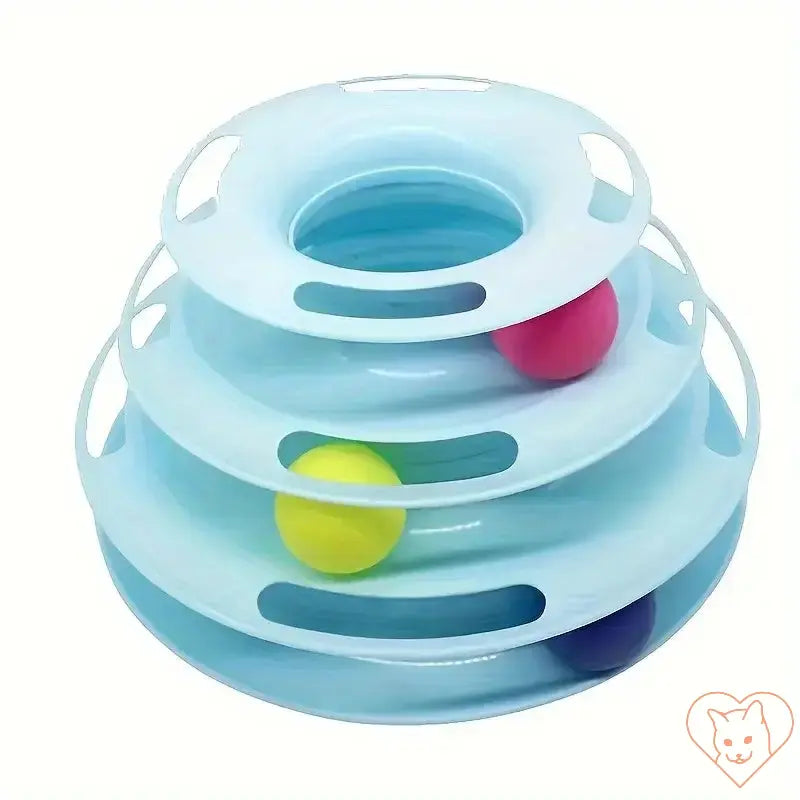 Interactive Cat Four Layer Turntable Toy with colorful balls for fun and mental stimulation.