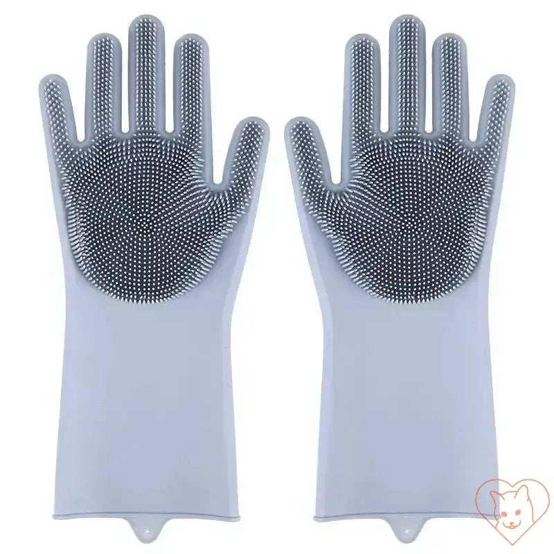 Cat grooming gloves for gentle cleaning and de-shedding with soft silicone tips.