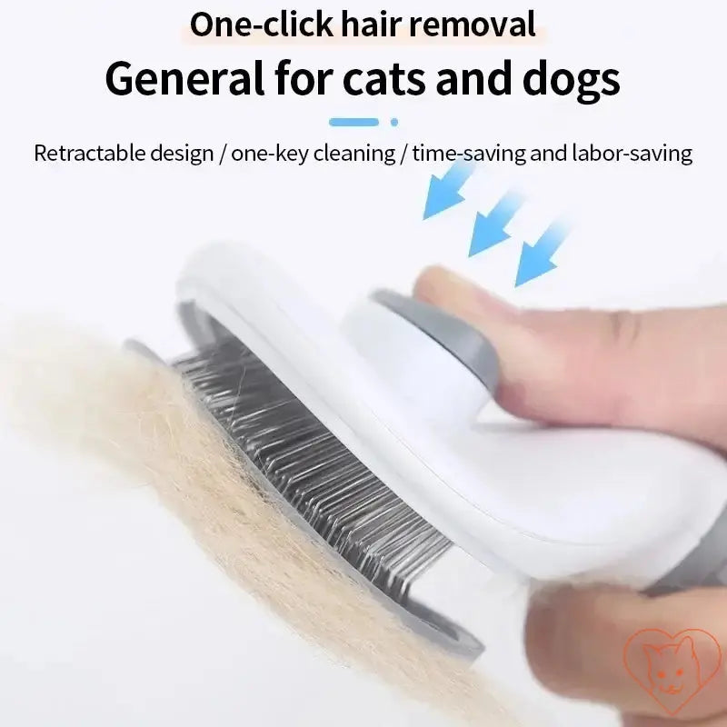 One-click hair removal brush for cats and dogs; retractable design for easy cleaning and efficiency.