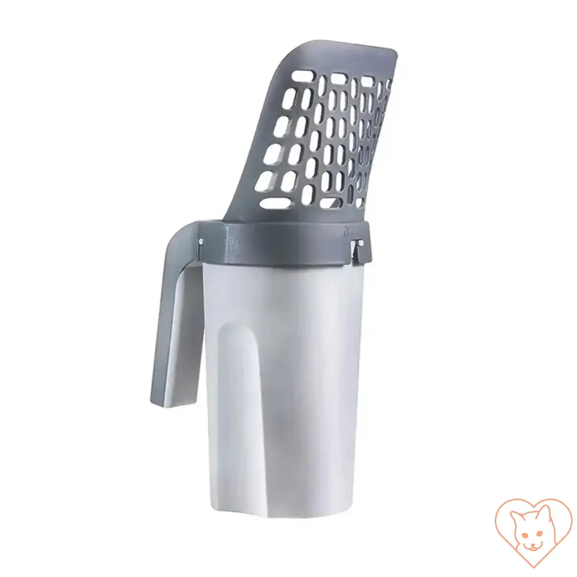 Cat litter scoop with a durable plastic design, featuring a sifting head for easy cleanup and management of cat waste.