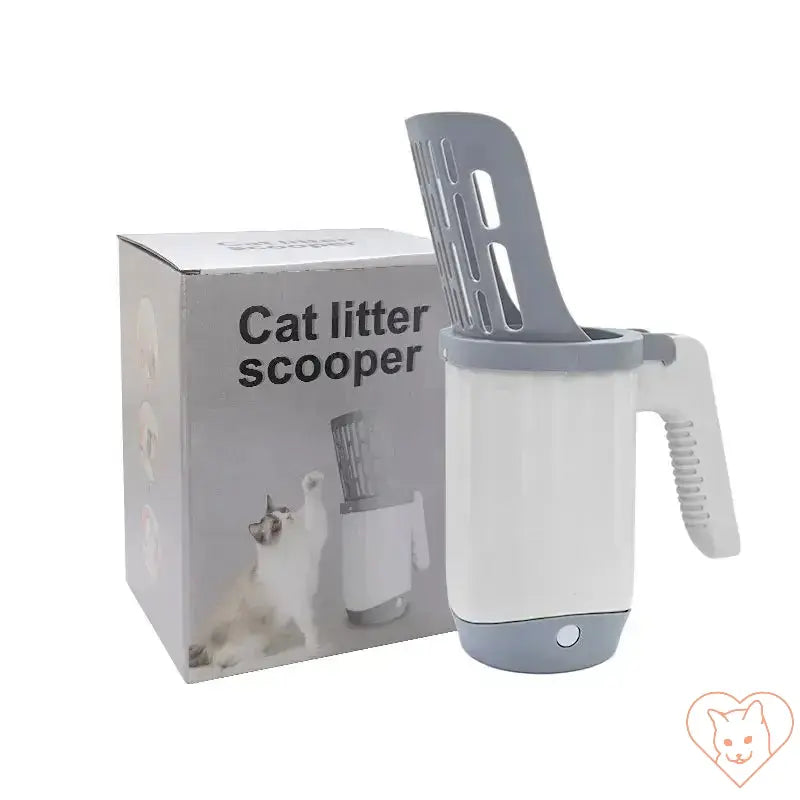 Cat litter scoop set with box, featuring an ergonomic design for easy cleanup of cat waste.