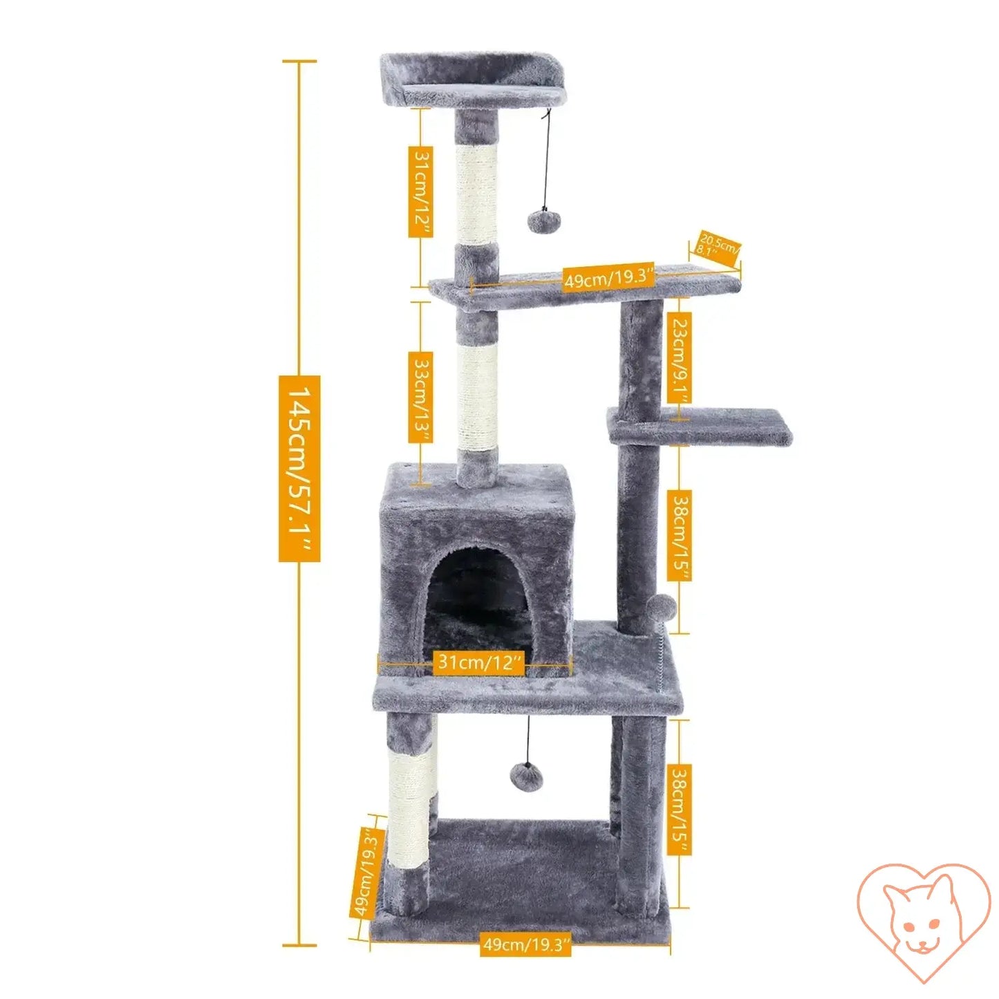 Multi-level Cat Tree House Tower with scratching posts and cozy condo for climbing and lounging.