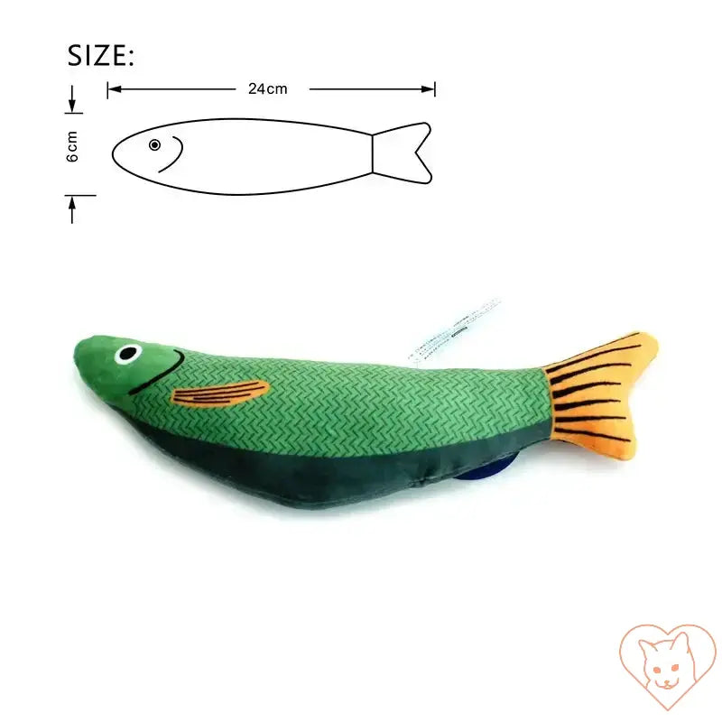 Catnip fish toy for cats, measuring 24cm x 8cm, promotes play and relaxation with premium catnip.