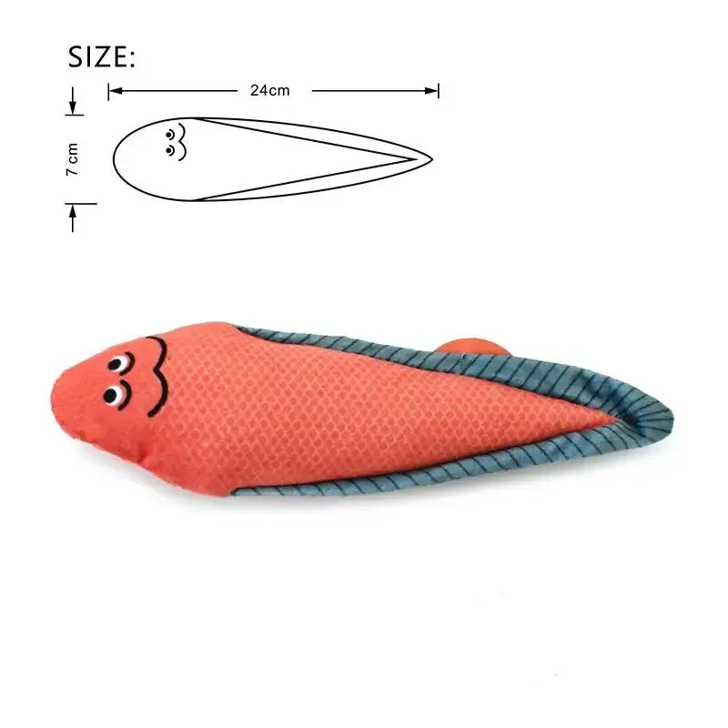 Catnip toy shaped like a fish, ideal for feline play and relaxation, made with soft PP cotton.